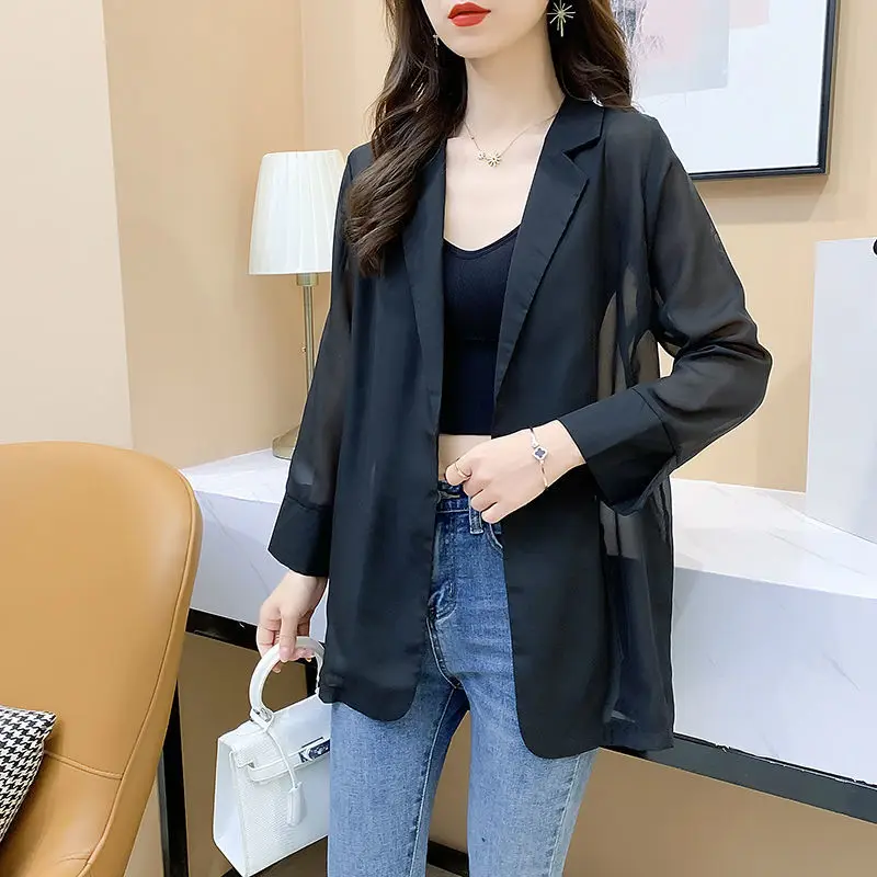 

Basic Jackets Women Solid Loose Leisure All-match Sun-proof Summer Prevalent Elegant Stylish Korean Version Thin Ladies Clothing