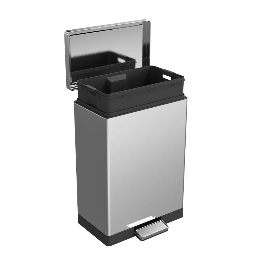 

Rectangular Hands-Free Kitchen Step Trash Can with Soft-Close Lid - 10.5 Gallon Stainless Steel