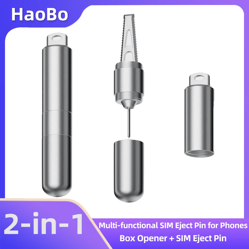 2 in 1 Multi-functional Keychain Portable SIM Card Eject Pin Box Opener Alloy Mini Pocket Tool For Mobile Phone