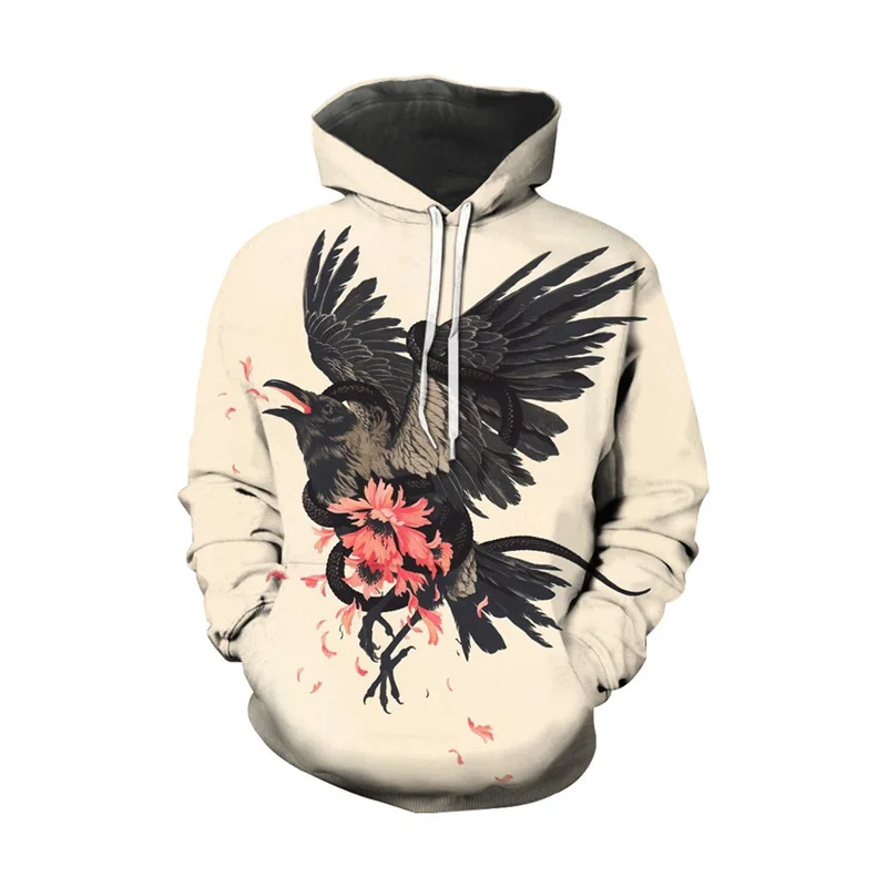 2024 New Parrot Bird Pattern Hoodies For Men Funny Animal 3D Printed Sweatshirts Autumn Casual Long Sleeve Hooded Pullovers