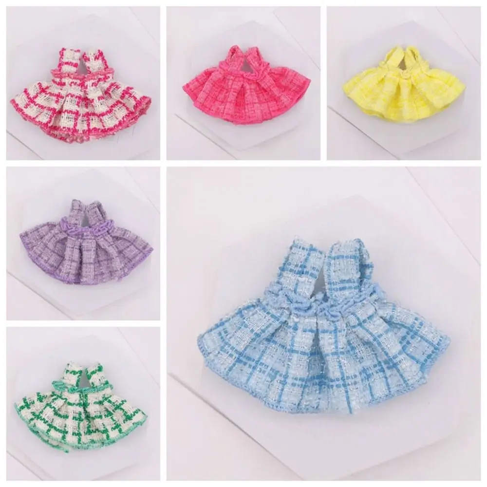 Trendy DIY Doll Clothes Nice Colorful Plaid Skirt Girl Gift Toy for 13cm Wallace Gromit Dog, 10-15cm Cotton Doll