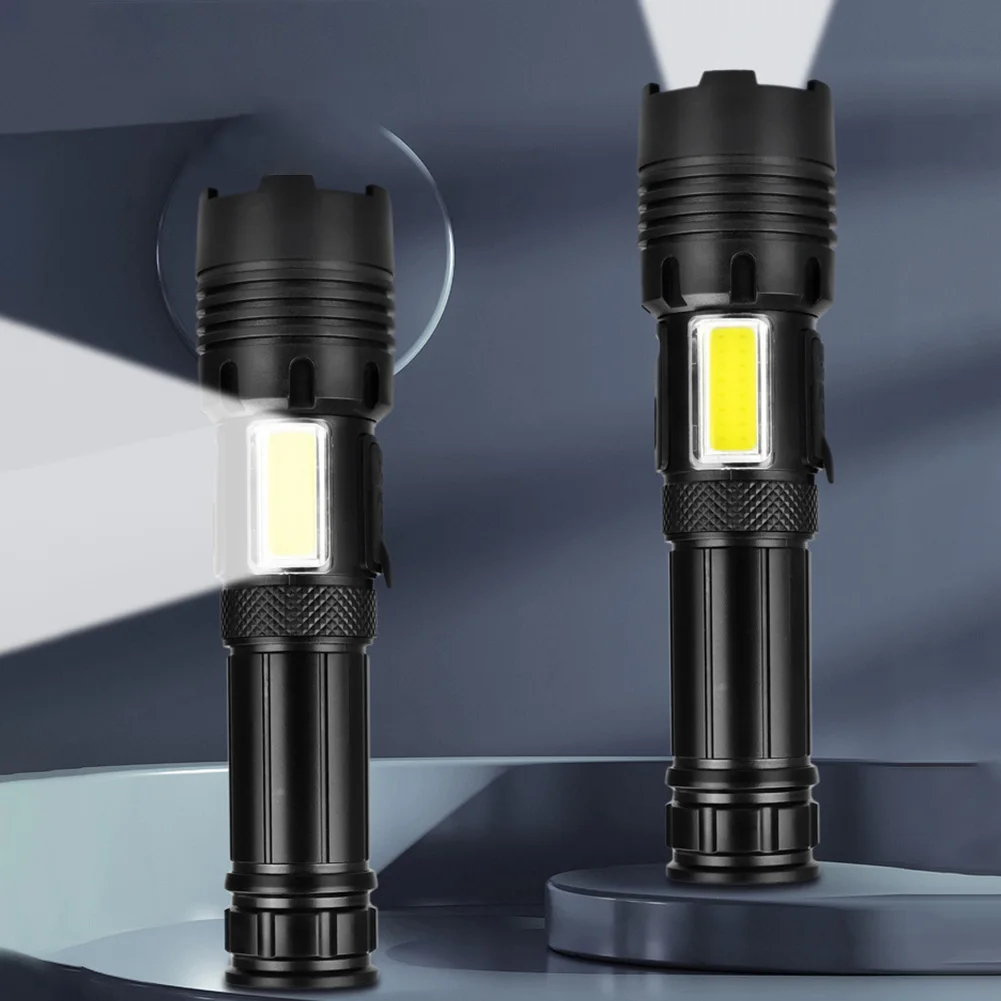 مصابيح كاشفة بلمبات LED قابلة لإعادة الشحن عبر USB مقاومة للماء عالية التجويف 3 أوضاع مصباح يدوي ليزر أبيض لمغامرة الصيد في الهواء الطلق