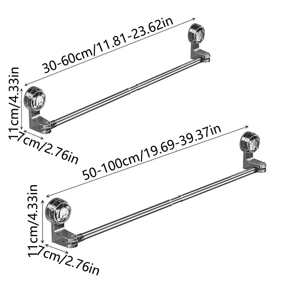 Suction Cup Retractable Towel Bar Non-punching Rotated Single Towel Rail Rod Removeable Drain Transparent Shoe Rack Kitchen