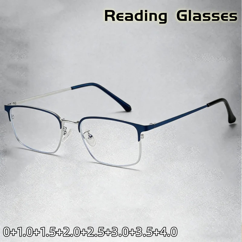 

Classic Business Half-frame Reading Glasses High-definition Anti-blue Light Protection Ultra Light Eyeglasses 0 To +4.0