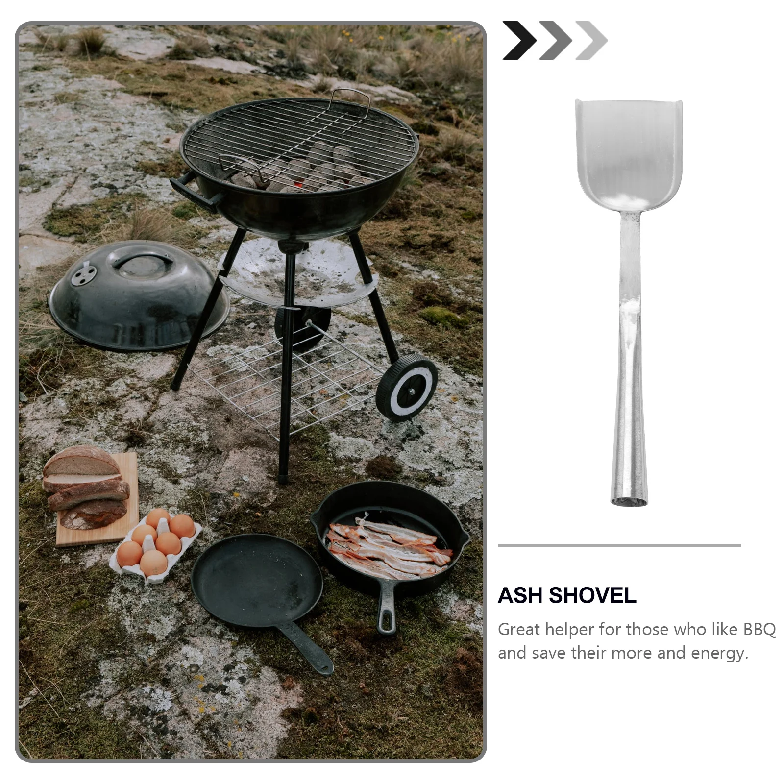 1pcs Handled Coal Shovel BBQ Charcoal Ash Shovels Barbecue Rust Resistant Kitchen Home Party Use Mini Dust Pan