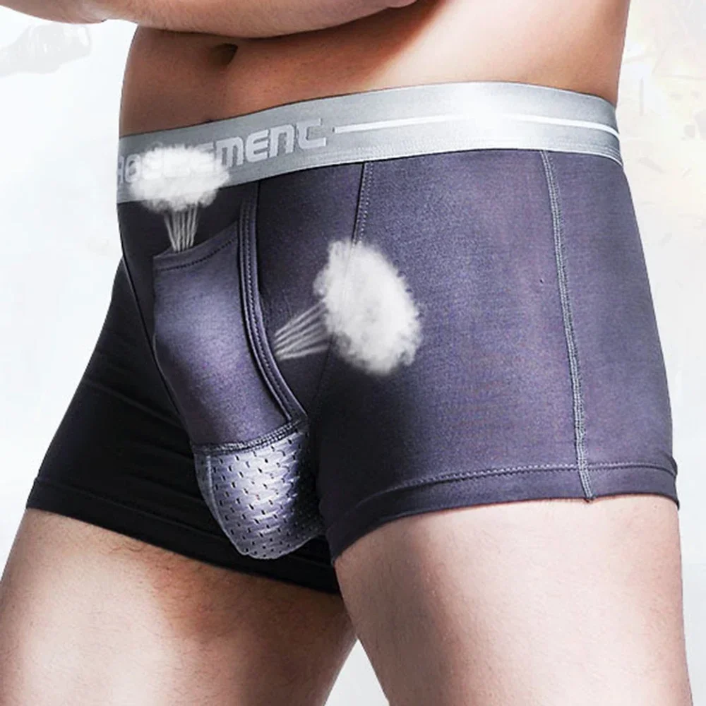 

Men Underwear Panties Scrotum Physiological Mens Underpants Breathable Support Bag Function Modal U Convex Separated Boxers