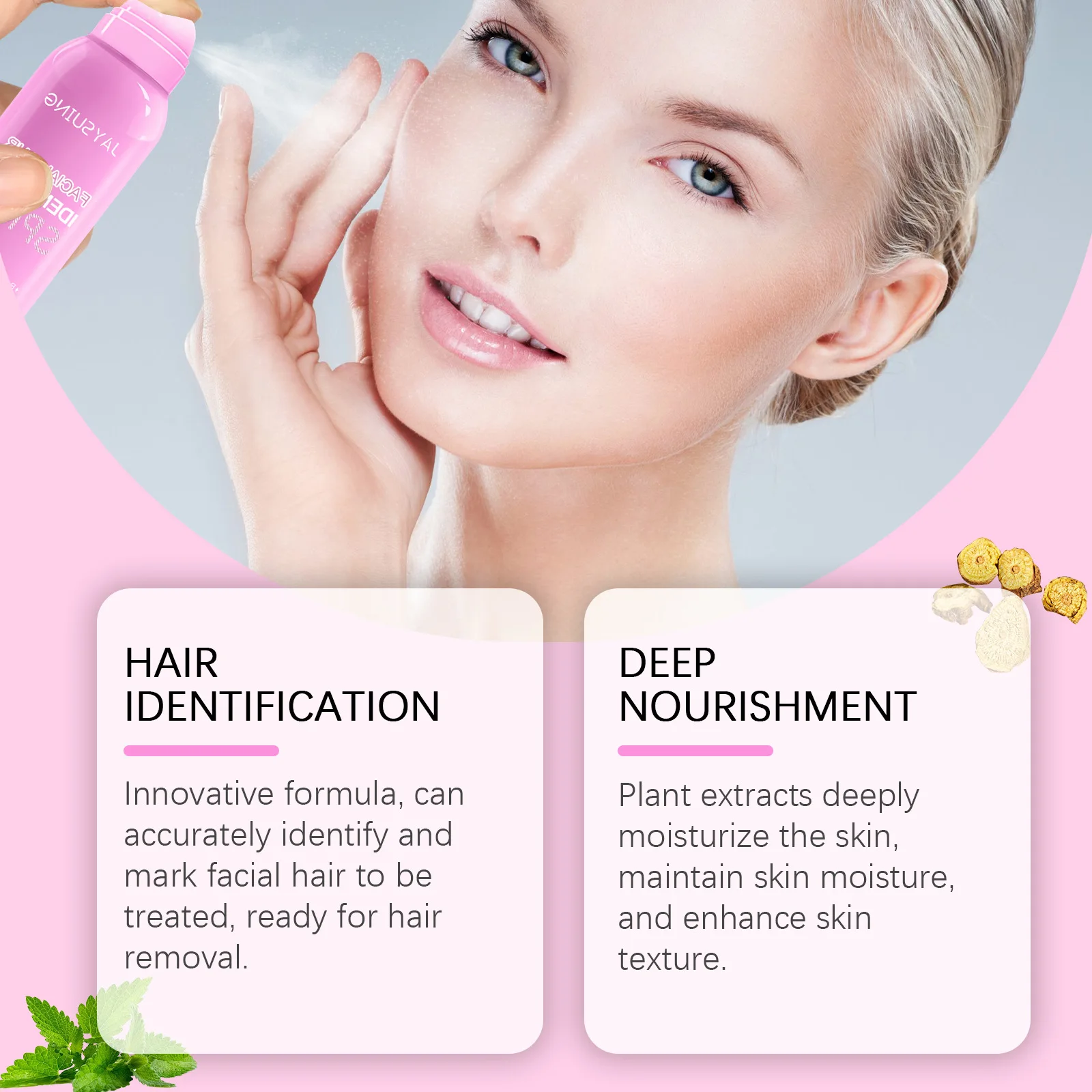 رذاذ معرف الشعر للحلاقة، رذاذ ديرمابلانينج مع ماكينة حلاقة لإزالة شعر الوجه، تنظيف غير مؤلم، مجموعة رذاذ مزيل الشعر المهدئ #3