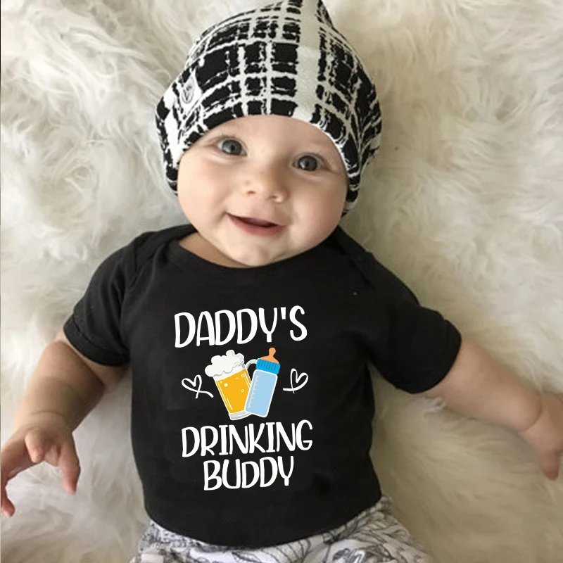 

Funny Daddy's Drinking Buddy Onesie Newborn Baby Short Sleeve Rompers Summer Bodysuit Infant Cotton Clothes Fathers Day Gifts