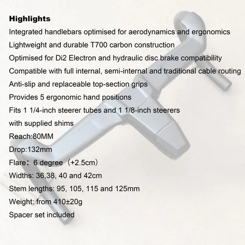 Imagen 2 del producto Manillar integrado KOCEVLO K04 EVO Road AERO de carbono 28,6/31,8mm con espaciadores cables internos de ciclismo manillar de carretera OD2