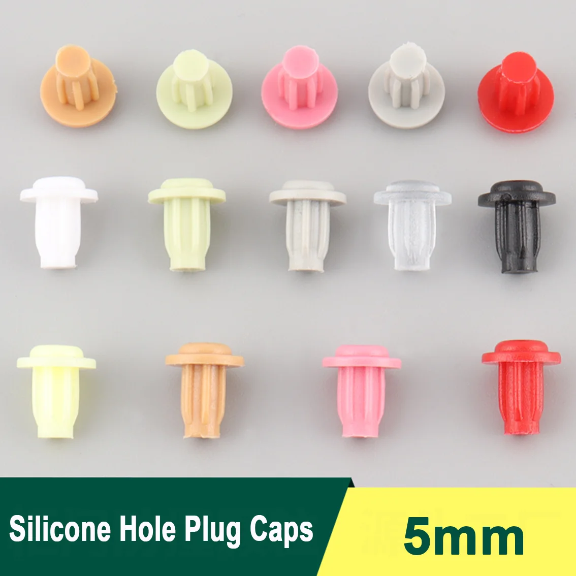 100–500 Stück Silikon-Stoßstangenstopfen, 5 mm, Schranktür-Antikollisions-Pads, unsichtbare Schraubenlochabdeckung für Holzbearbeitung, DIY-Dichtungsstopfen