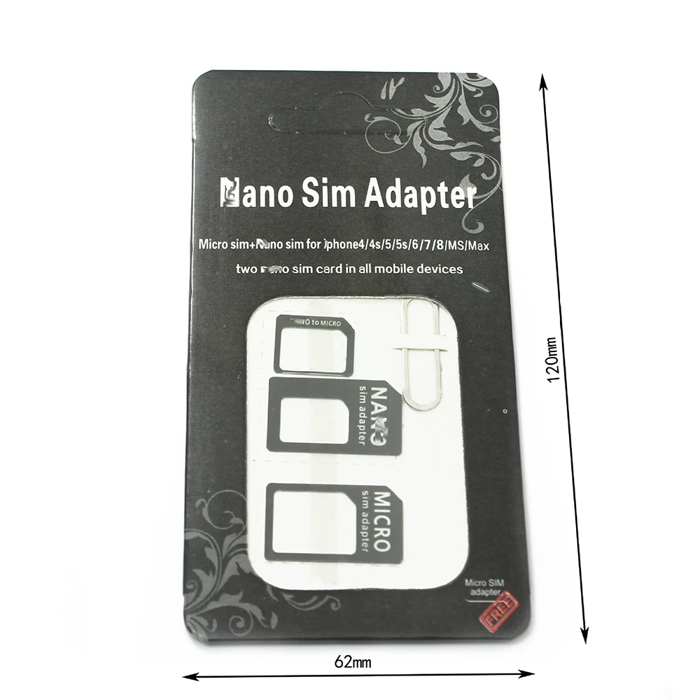 10 Set Nano SIM Card Adapter Kit For IPhone 5 6 7 Huawei Xiaomi Android Smartphone Connector 4 in 1 Card Holder Slot Universal