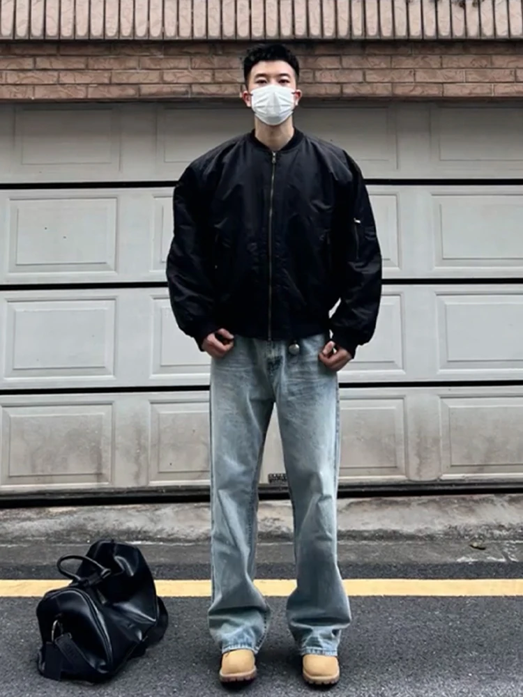 

American Style Bomber Pilot Jacket Cotton Workwear Short Men's Autumn Winter Baseball Inner Cleanfit Orange Inner Jacket