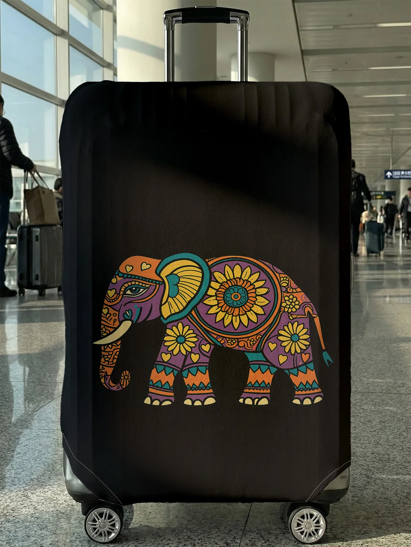 

Painted elephant luggage protection cover, suitable for 18-32 inch luggage covers, luggage handle gloves, travel accessories
