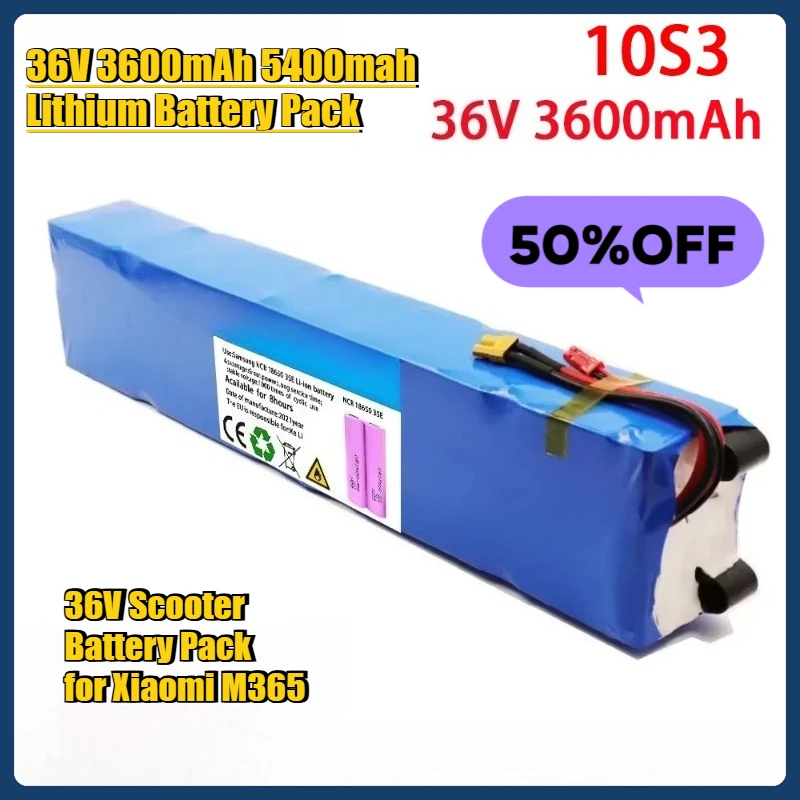 

36V Scooter Battery Pack for Xiaomi M365, 36V 3600mAh 5400mah Lithium Battery Pack