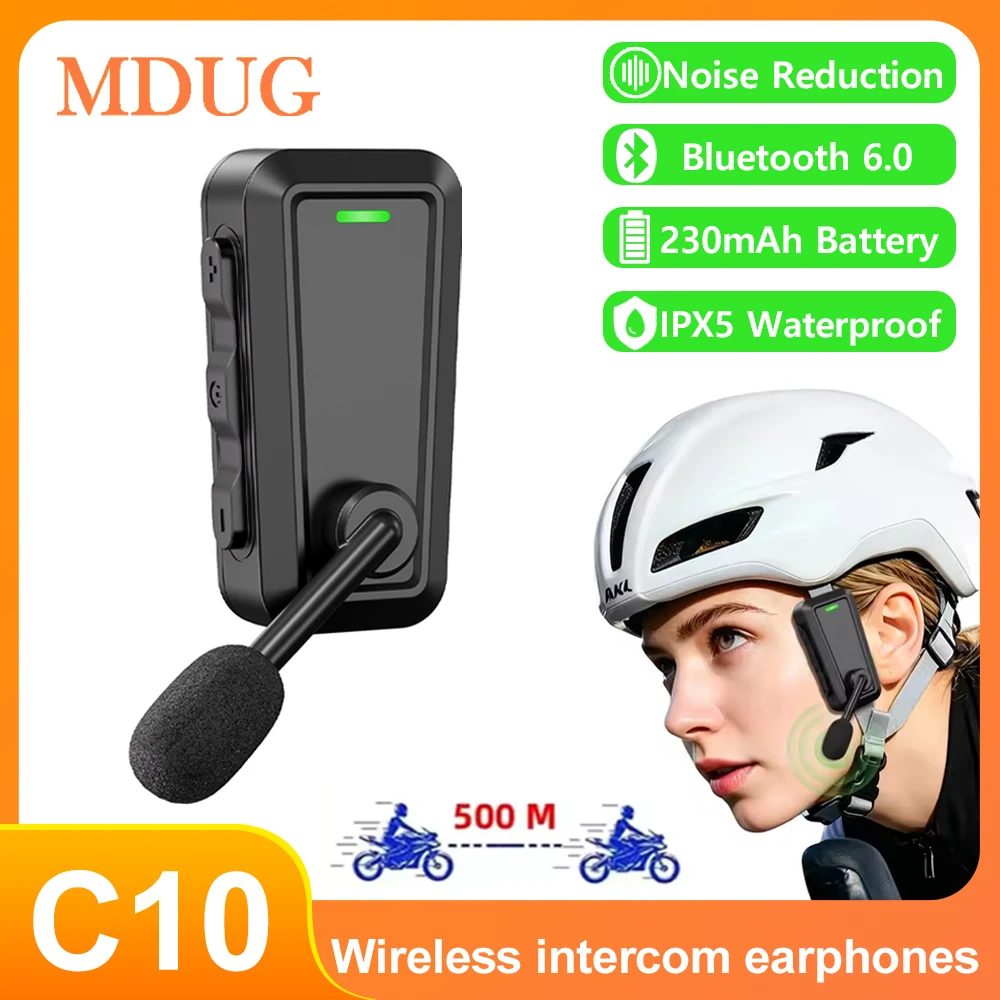 C10 Motorcycle Bluetooth Helmet Headset 520m Two Person Walkie Talkie Headset Waterproof Noise Reduction Cycling Helmet Headset