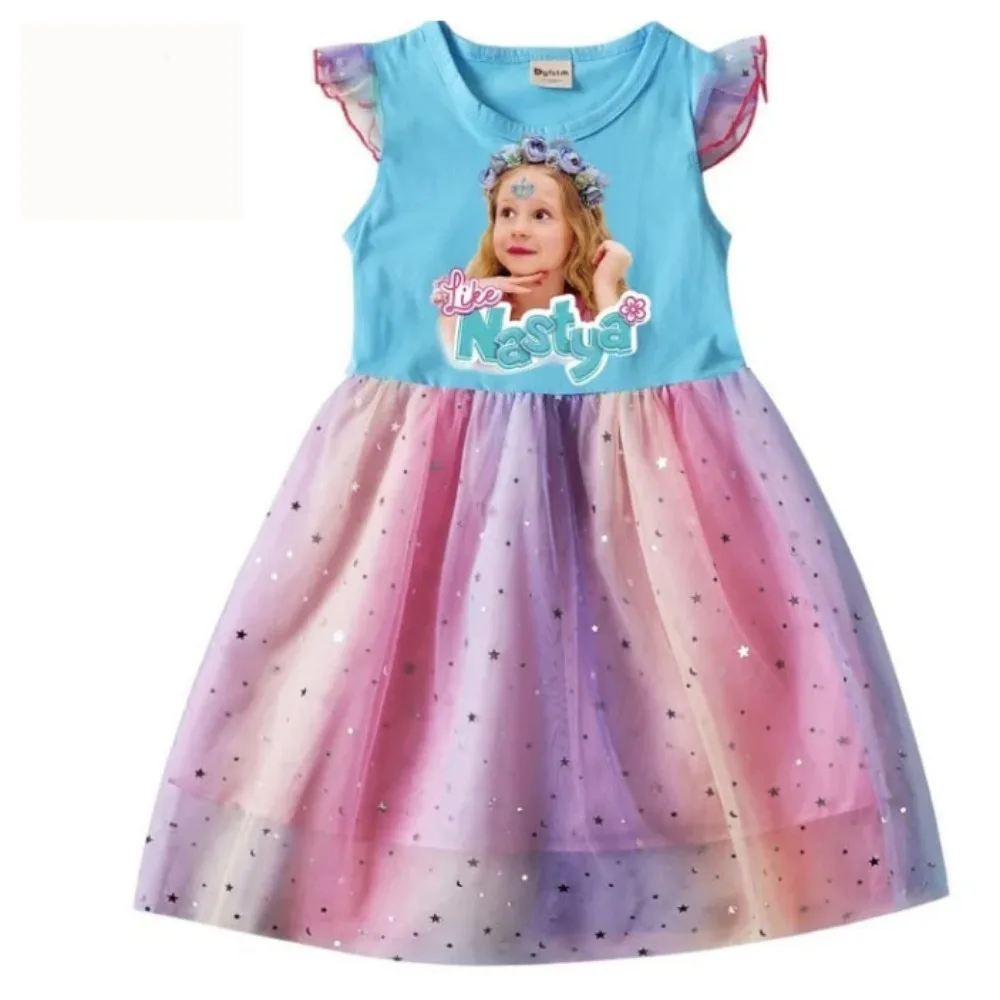 Kawaii russo come Nastya vestiti bambini manica corta vestito Casual neonate pizzo vestito e ghirlanda bambini festa di nozze abiti