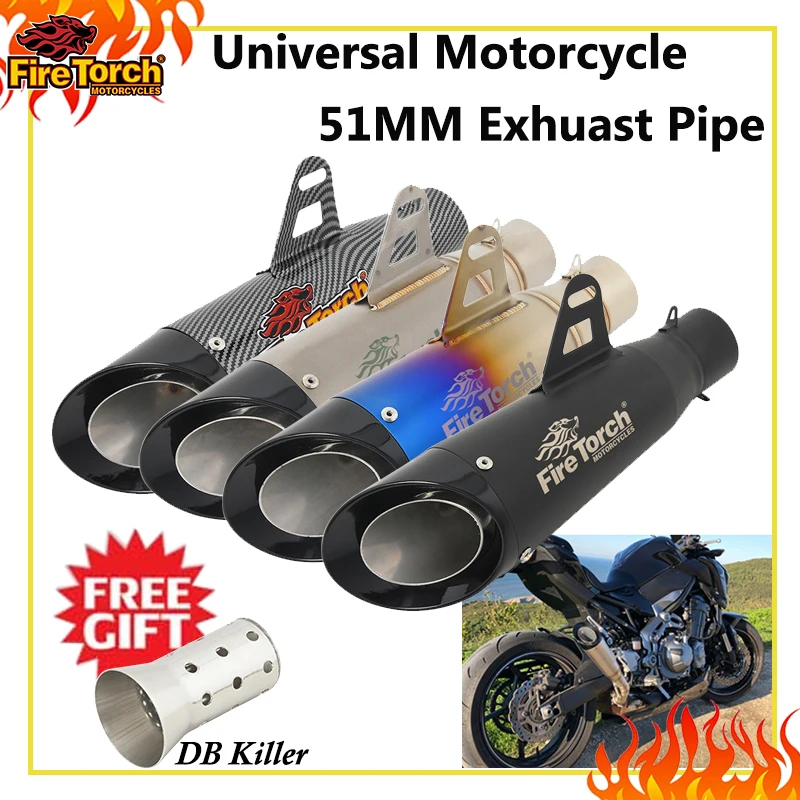 Universeller 38-51mm Motorrad-Auspuff für MT07 CBR650 R6 ER6N MT09 800NK CF675SR Ninja650 NC700 Schalldämpfer DB Killer