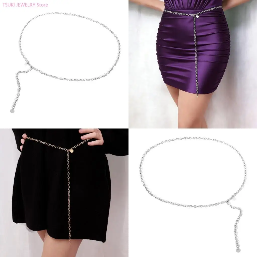62KE Elegant Waist Chain Sequins Design Trendy Waistband Chain Belt for Parties