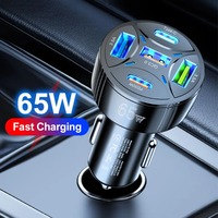 5 Port 65W USB Car Chargers Type C Car Charger Fast Charging PD QC3.0 Phone Charger in Car Cigarette Lighter Flash Charge