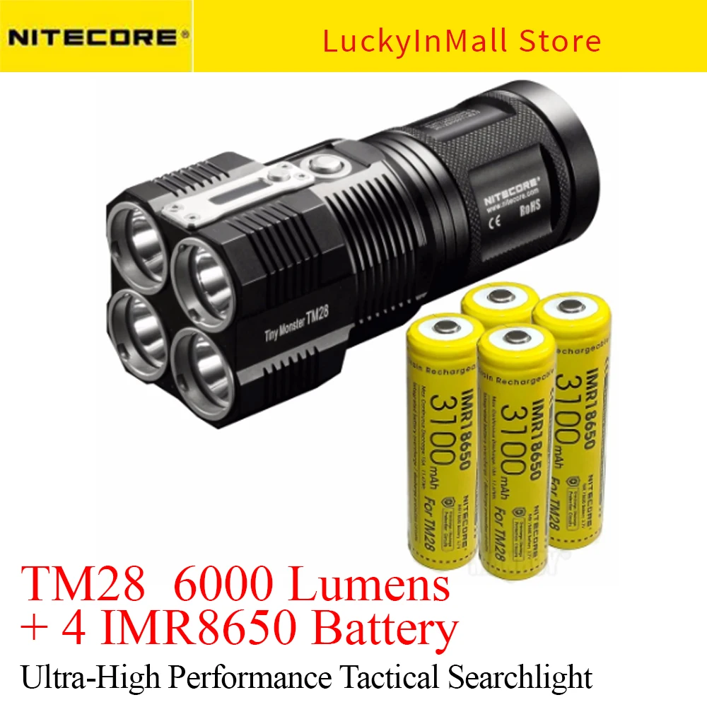 

Nitecore TINY MONSTER TM28 Set 6000LM 4xCREE XHP35 HI LED Rechargeable Hight Light Flashlight For Gear Hunting Outdoor Searching