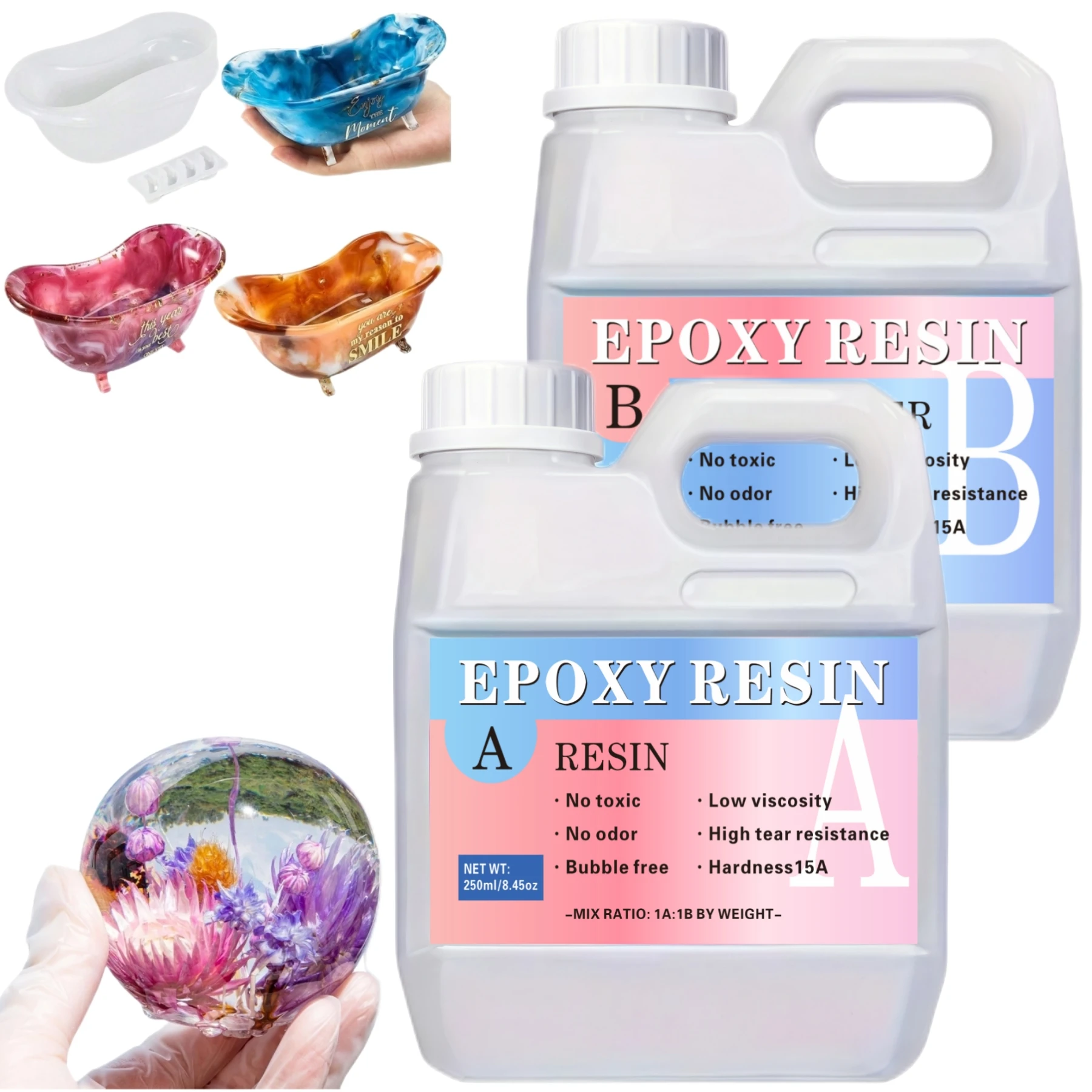 Resin Art Easy - Epoksi Reçine Kiti 32OZ, Güçlü, Kabarcıksız,