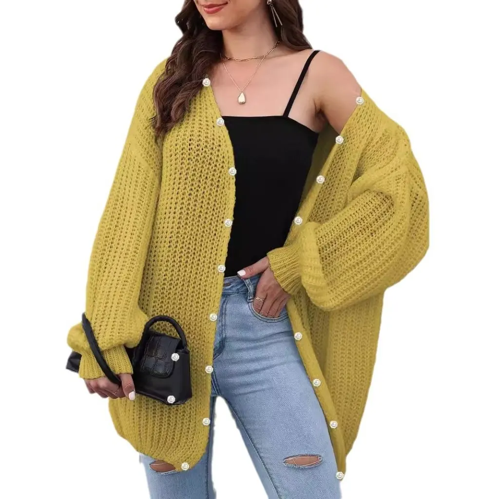

Women's Thick Knitted Cardigan Casual Loose Style European And American Autumn Winter New Sweater