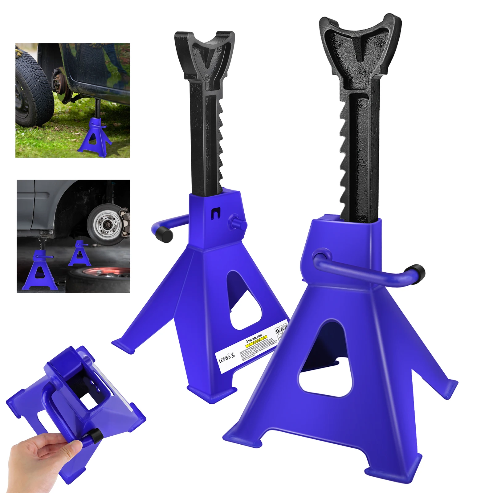 BRIEFNESS 2 supports de cric de 3 tonnes, supports de cric de voiture à hauteur réglable pour le levage de camionnette SUV voiture UTV ATV