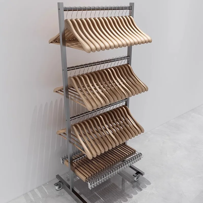 

*/*Clothing Store Stainless Steel Mobile Multi-layer Hanger Floor Storage Rack Large Capacity Men's And Women's Pants Rack Wareh