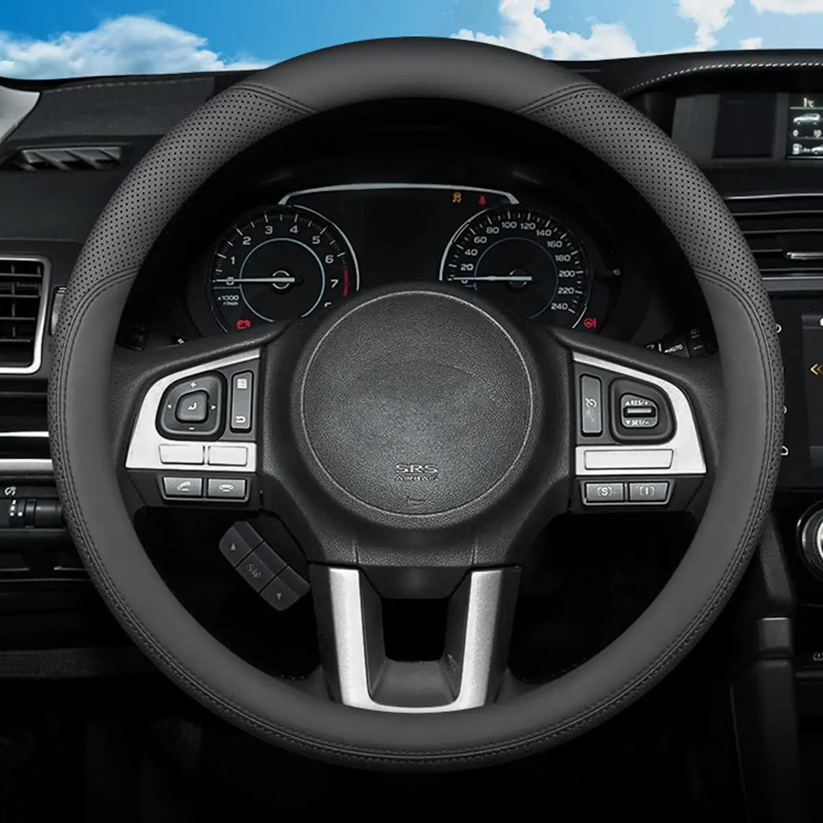 

Black Microfiber Leather Steering Wheel Cover For 14.5 To 15 Inch Car Wheels Interior Upgrade