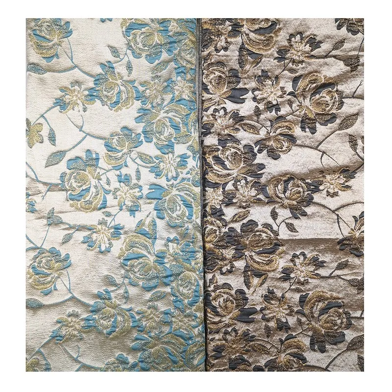 Elegant gold silk jacquard dress fabric performance windbreaker brocade