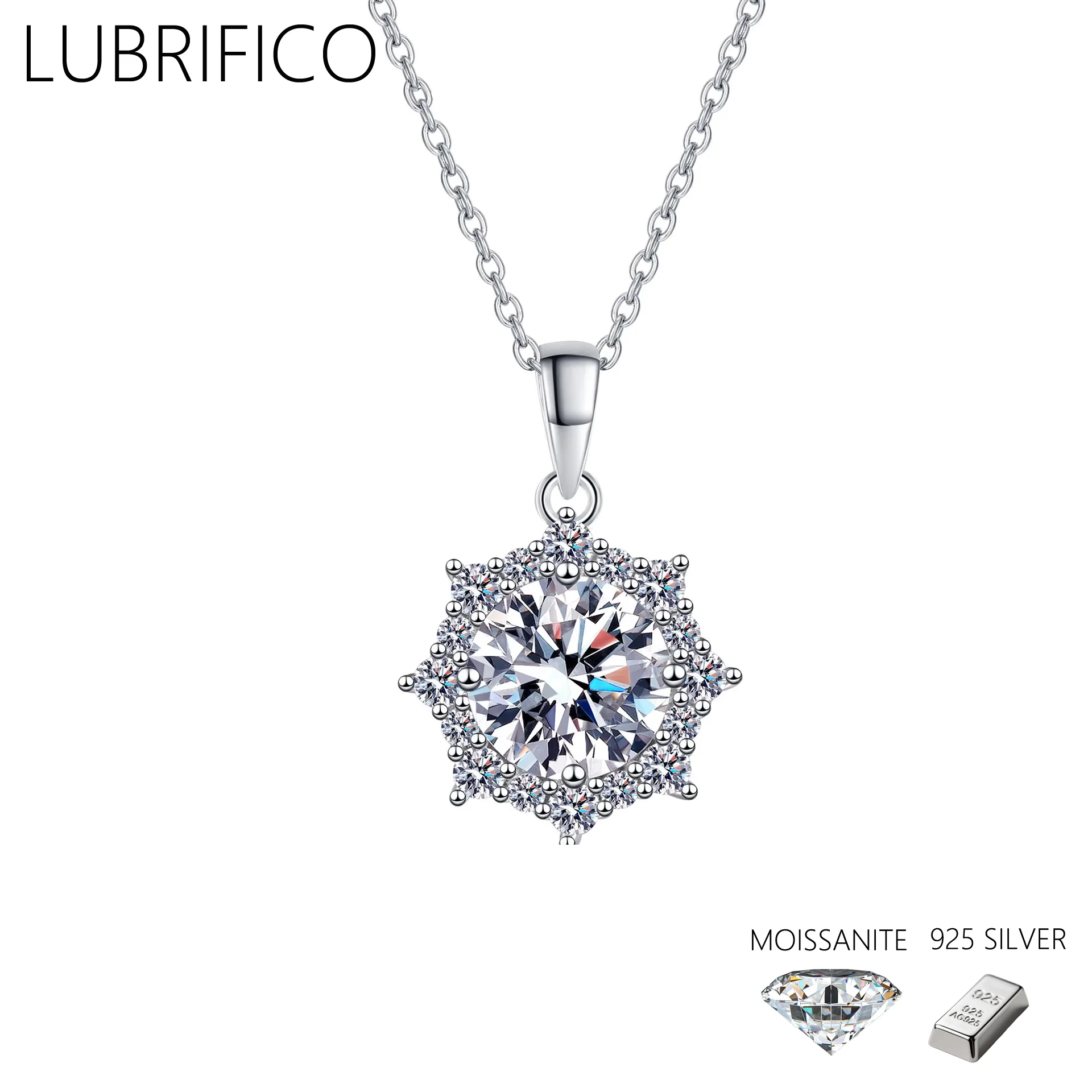 

1.0-2.0 Ct Moissanite Flower Shape Necklace 100% 925 Sterling Silver Lab Diamond Pendant Women Gifts Wedding Fine Jewelry Party