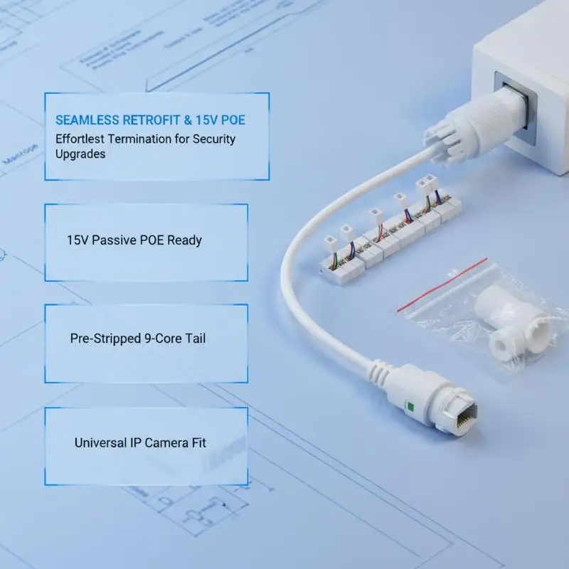 RJ45 Female Socket POE Network Cable Terminal Block Waterproof Weatherproof for Exterior Wall Mounted Security Camera