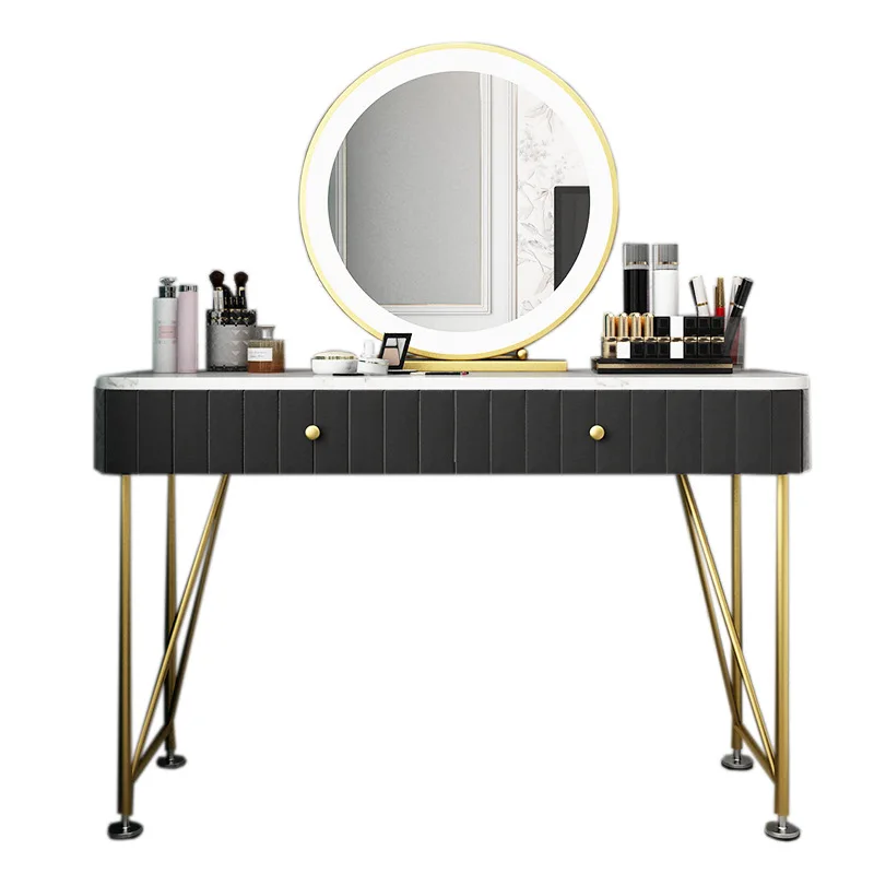 

Nordic bedroom marble dressing table, small apartment girls dressing table ins Internet celebrity double drawers, dressing table
