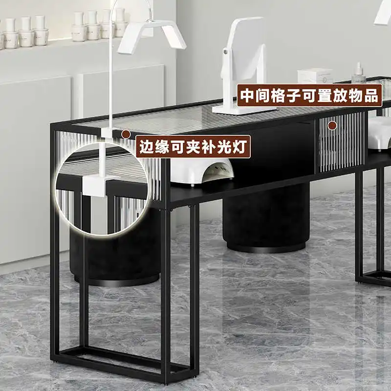Best Price Minimalism Iron Frame Multifunctional Nail Tables Salon Furniture Nail Tables and Chairs Sets