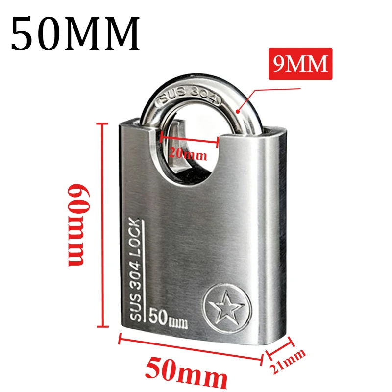 1/2 PCS Complete Locking Chain 304 Stainless Steel 40/50/60mm Anti-cutting and Anti-picking Lock Suitable for Doors Warehouses