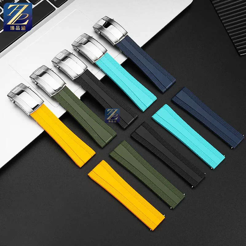 Wysokiej jakości gumowy pasek 22mm do serii Breitling Super Ocean Avengers żółty wilk lotnictwo rozrządu gumowa bransoletka do zegarka