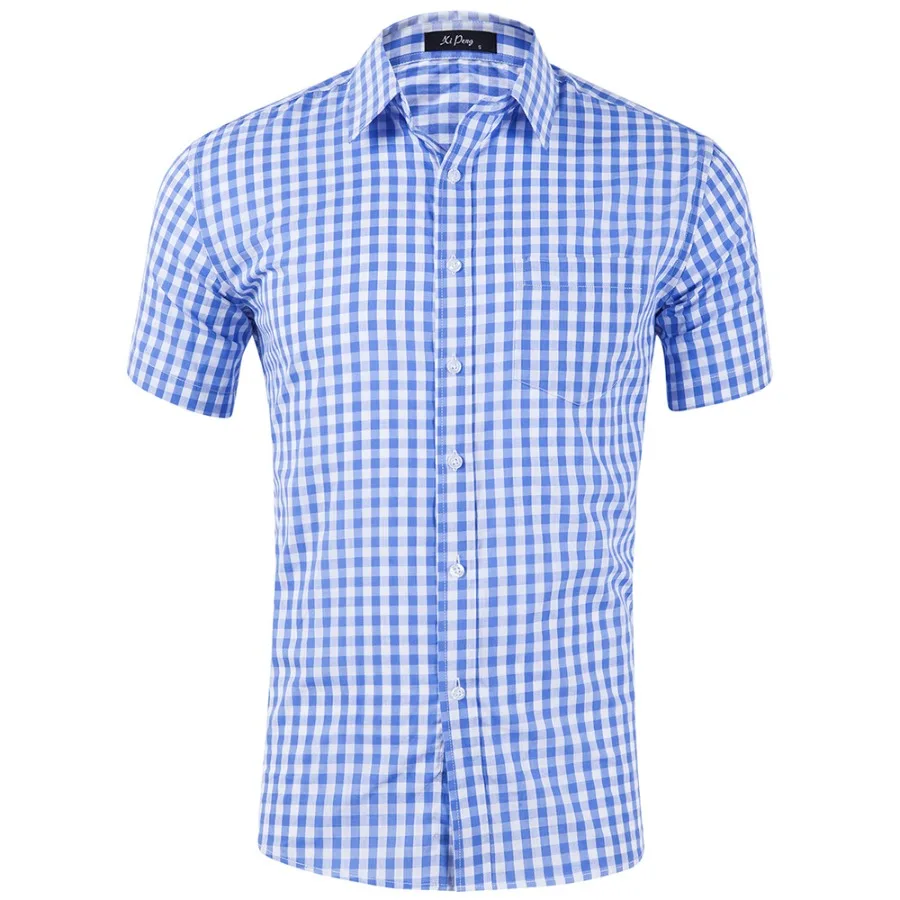 

New Classic Plaid Men's Casual Shirts Summer Short Sleeve 100% Cotton Comfort Social Shirt Men Loose Versatile Tops Camisas Male