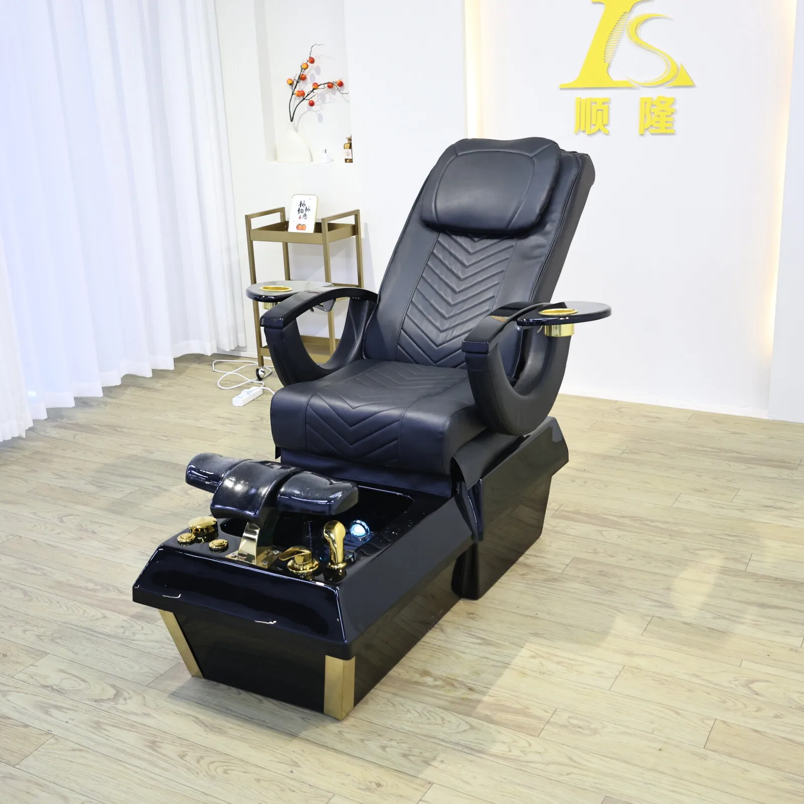 أريكة سبا للقدم مع حوض نقع القدم، كرسي تدليك القدم مع تدليك تلقائي للظهر، أثاث مخصص لمتجر حمام القدم