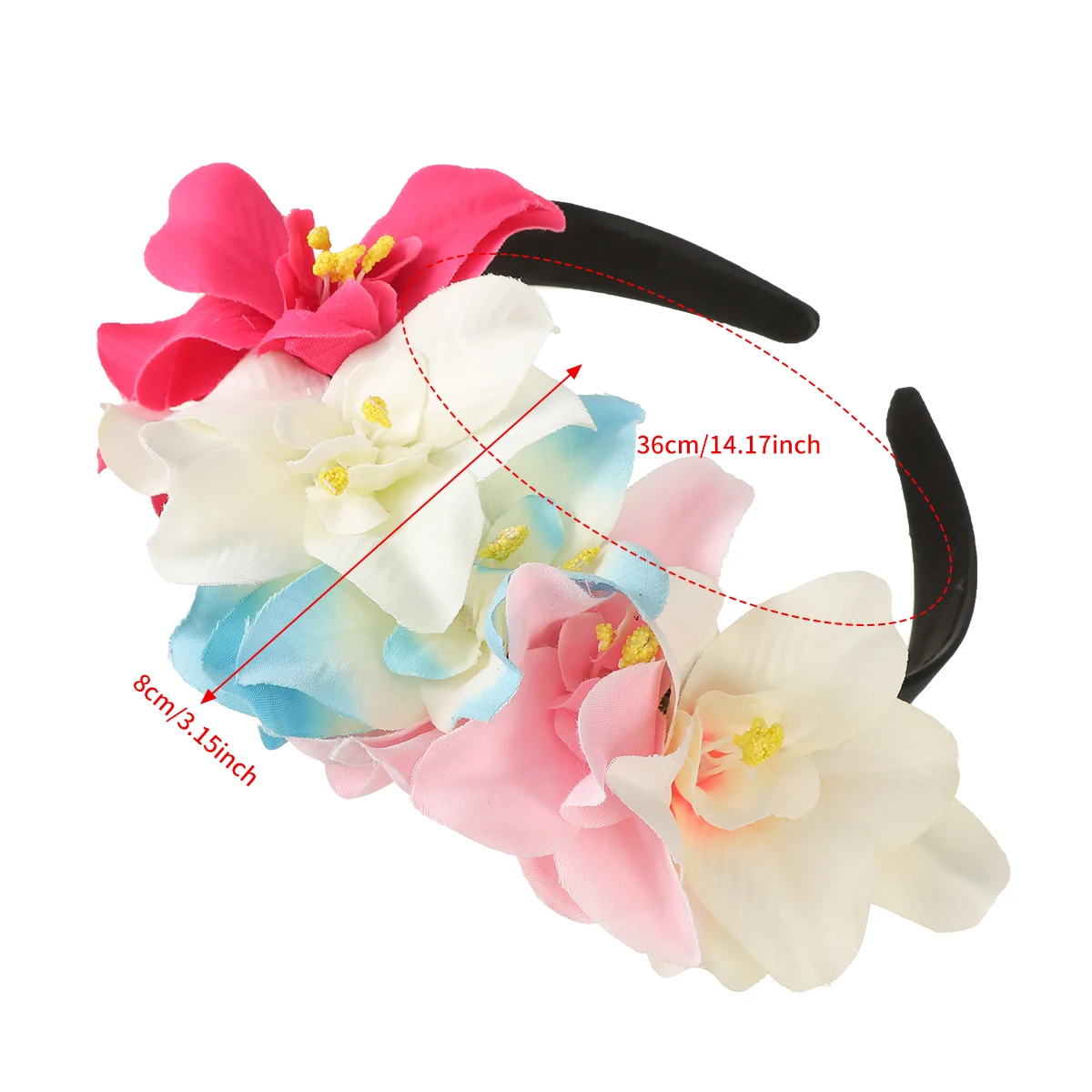 Artificial Fabric Flower Headband For Women Bridal Wedding Simulation Colorful Flower Crown Party Mexican Headdress