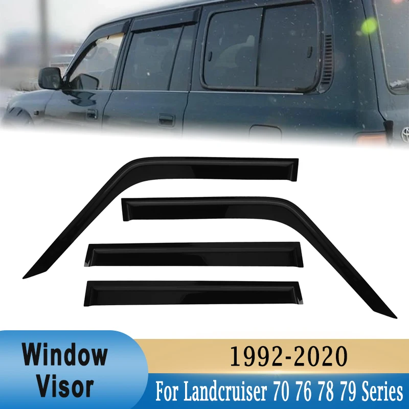 

4 шт., оконный козырек, дождевые навесы, дефлектор, защита от атмосферных воздействий для Toyota Landcruiser 70 76 78 79 Series 1992-2020