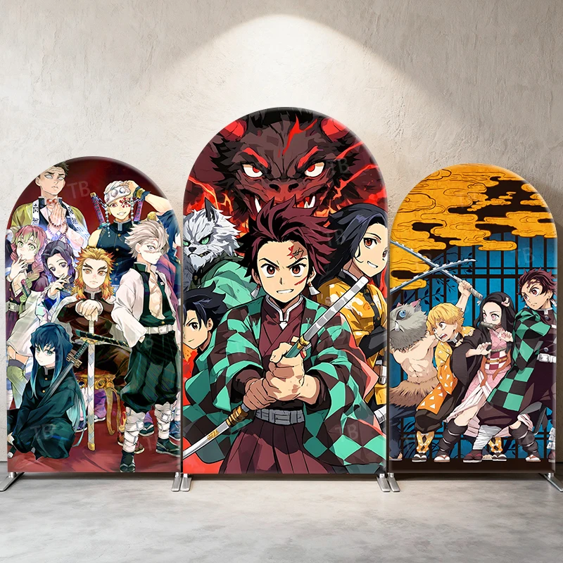 

Demon Slayer Arch Backdrop Cover Kids Boy Birthday Baby Shower Party Decoration Tanjiro Hashira,Vibrant Photograph Background