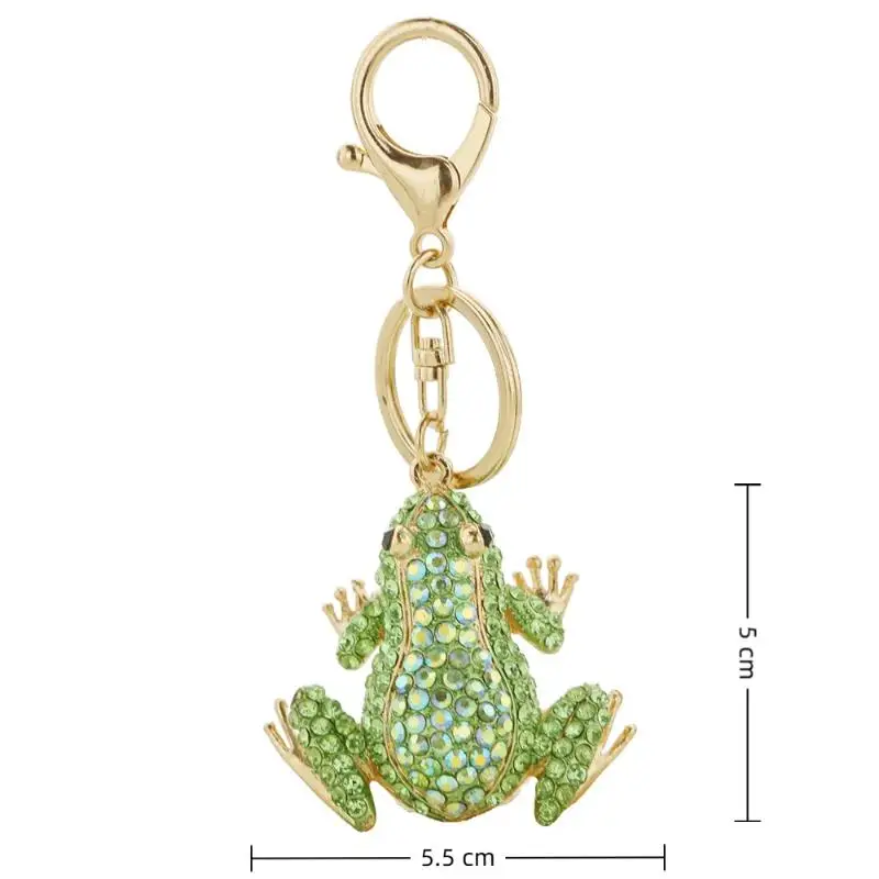 1 Stück Unisex 5-Farben-Strass-Tier-Schlüsselanhänger, Niedlicher Kronen-Frosch-Schlüsselanhänger für Frauen, Modische Geschenke – Detail 15