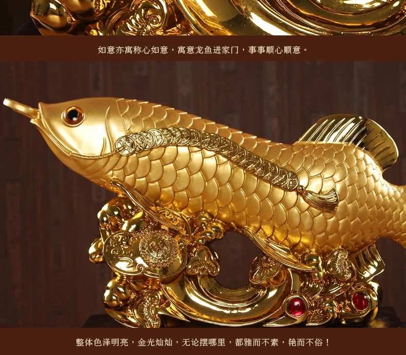 Imagem -06 - Grande Estátua de Peixe Dourado para Casa Escritório Restaurante Loja Sala Top Cool Talismã Eficaz Desenho de Dinheiro Agrowana Peixe Dourado Feng Shui 40cm 2023