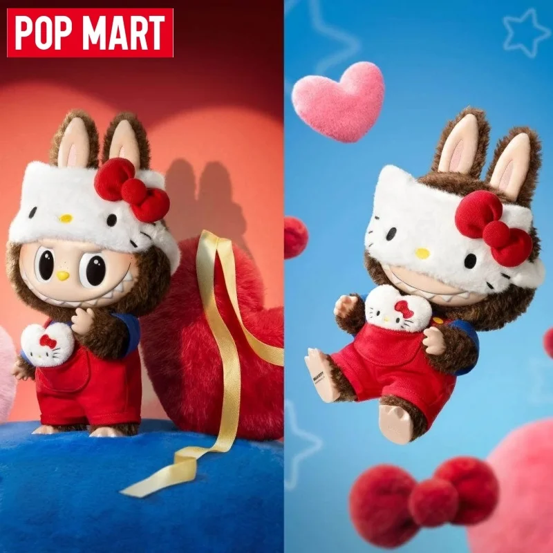 

POPMART The Monsters Hello Kitty Labubu: Коллекционная виниловая плюшевая кукла, милая мультяшная мягкая игрушка, подарок для детей и любителей аниме