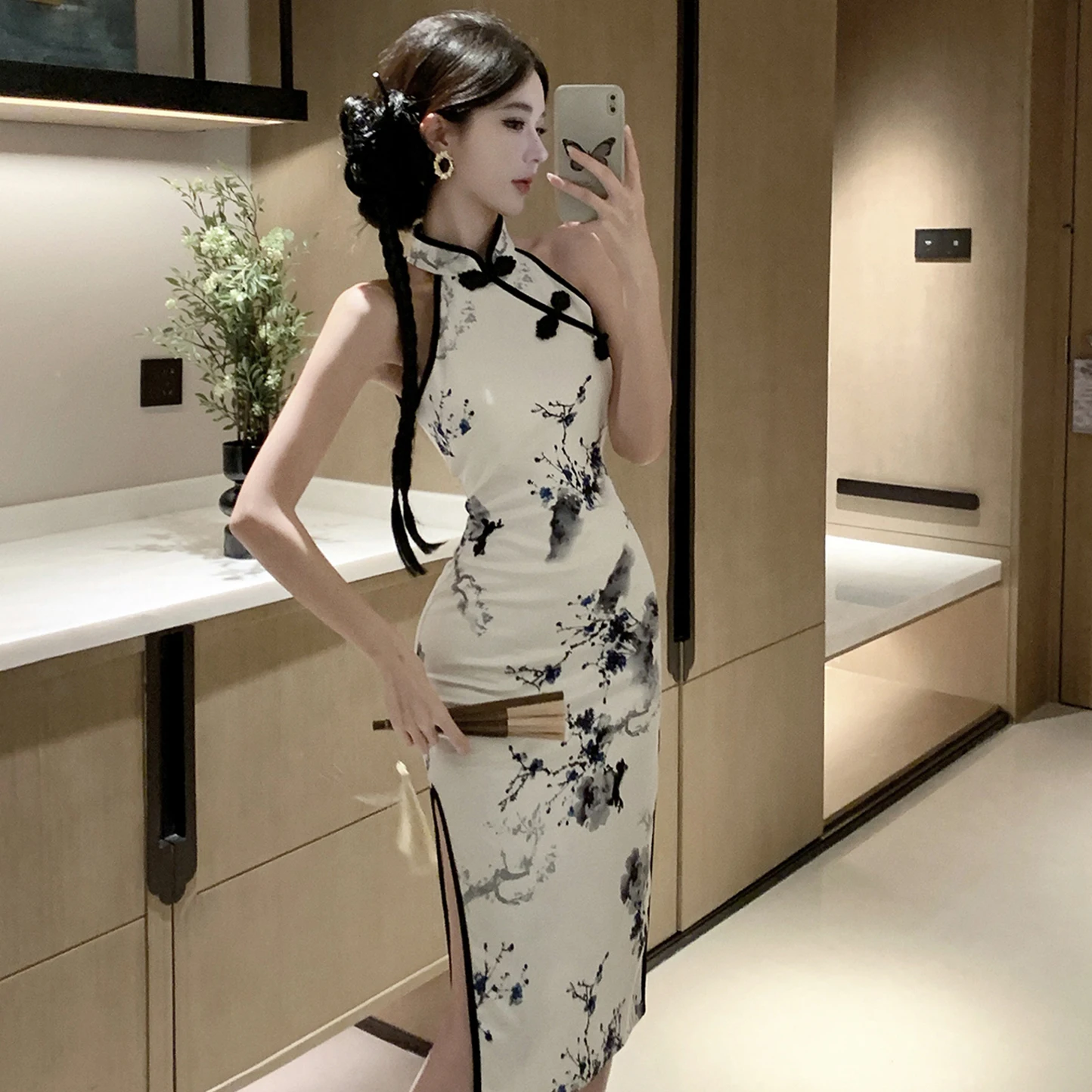 Nouveau chinois Sle Sexy moulante Dr jupe conception été léger enveloppant autour de la jupe longue pour les femmes traditionnel National Fa...