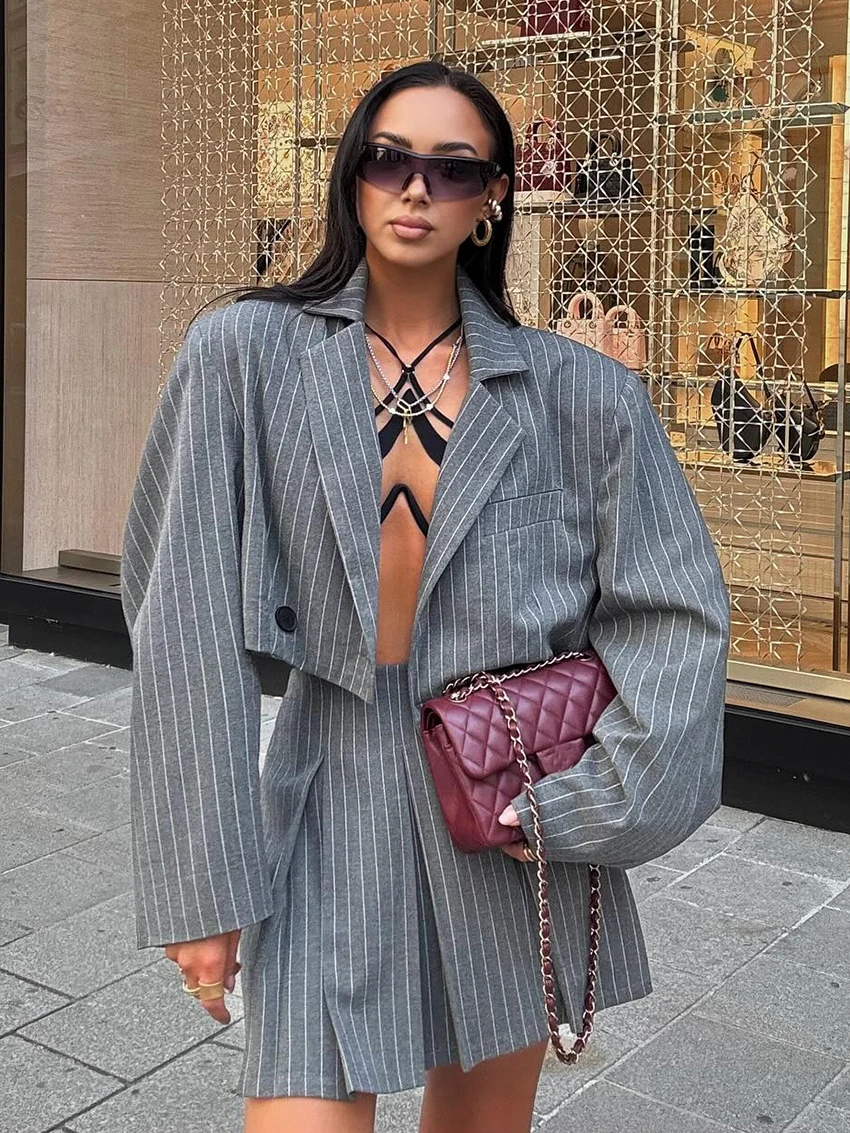 

Marthaqiqi Fashion Female Sleepwear Suit Long Sleeve Nightie Crop Top Pajamas Turn-Down Collar Nightwear Skirts Nightgowns Sets