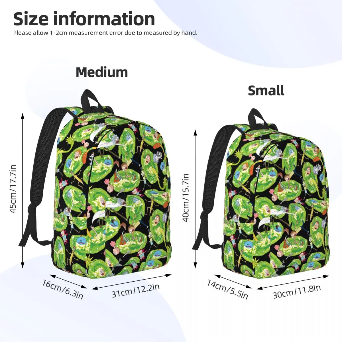 Anime R-Ricks for Men Women Student School Bookbag Cartoon Daypack Middle High College Lightweight