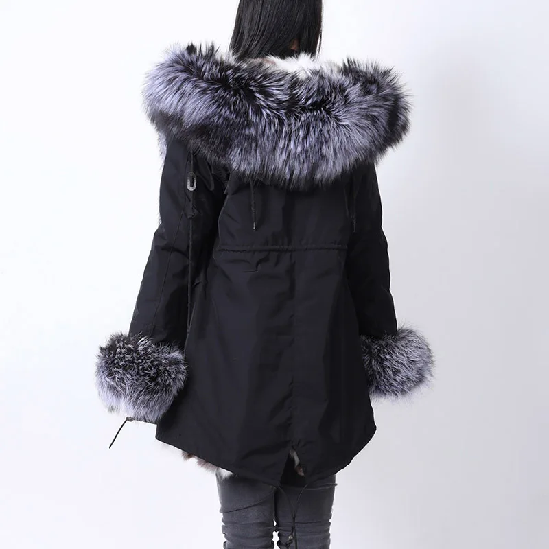 Maomaokong 2022 Winter Long Jacket Real Fur Coat Women Clothes Large Fur Collar Detachable Natural Fox Lining Parkas Leather Fur