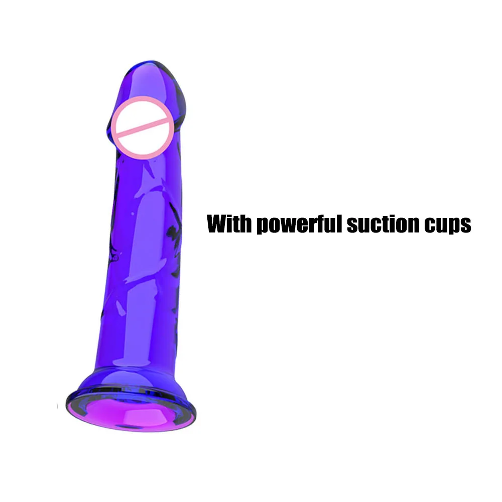Realistic Purple Anal Dildo Butt Plug with Strong Suction Cup Base, Jelly Sex Toy in Multiple Sizes for Hands Free Anal Play for view 2