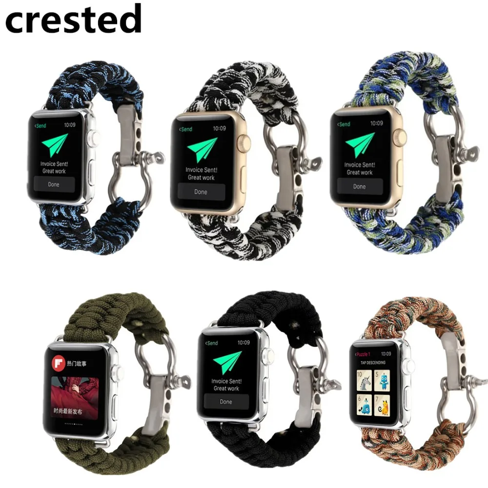 

Nylon Rope strap For Apple watch band 44mm 42mm 38mm 40mm iWatch Survival Outdoor WatchBand apple watch 5 4 3 se 6 7